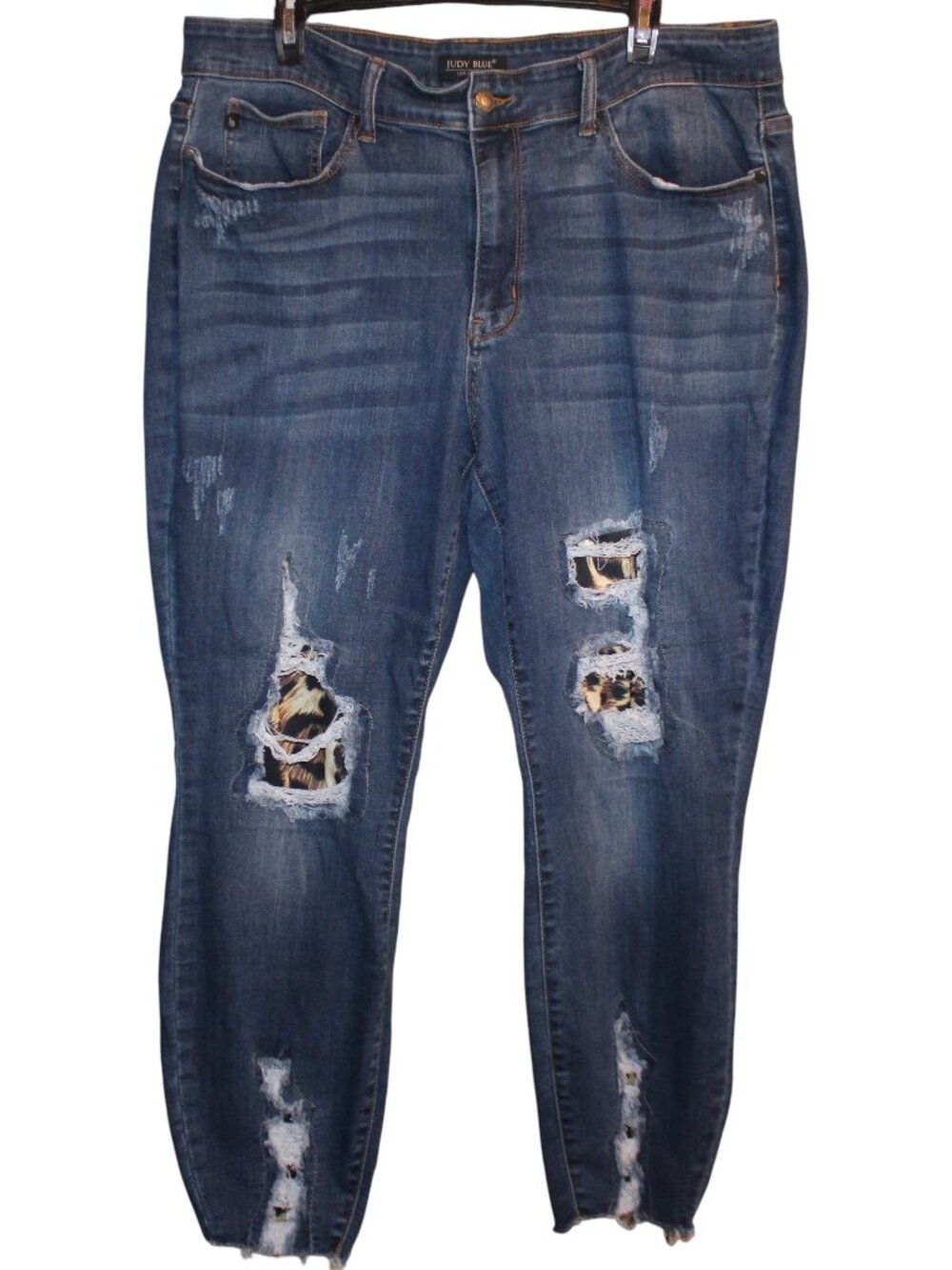 Judy Blue Leopard Patch Destroyed Skinny Jeans Plus 20W Distressed High Stretch